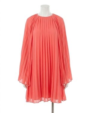 NEW STRUT & BOLT destiny pleated cape mini dress in coral